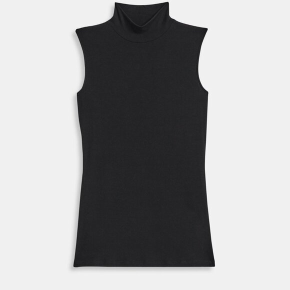 Theory Sleeveless Turtleneck Sweater in Ribbed Viscose - Picture 2 of 4